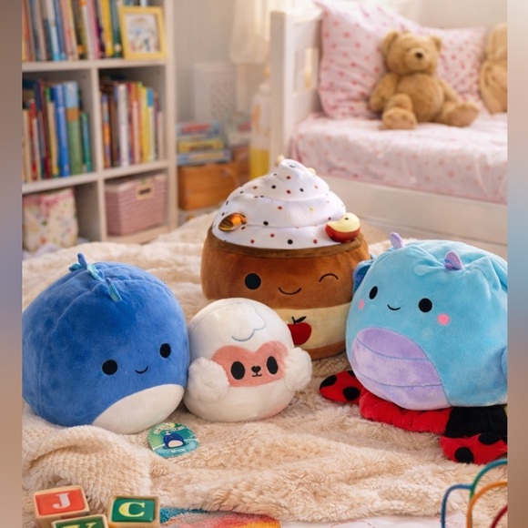 Squishmallows Other - Cute Plush Toy Set - Blue, White, Brown, and Blue